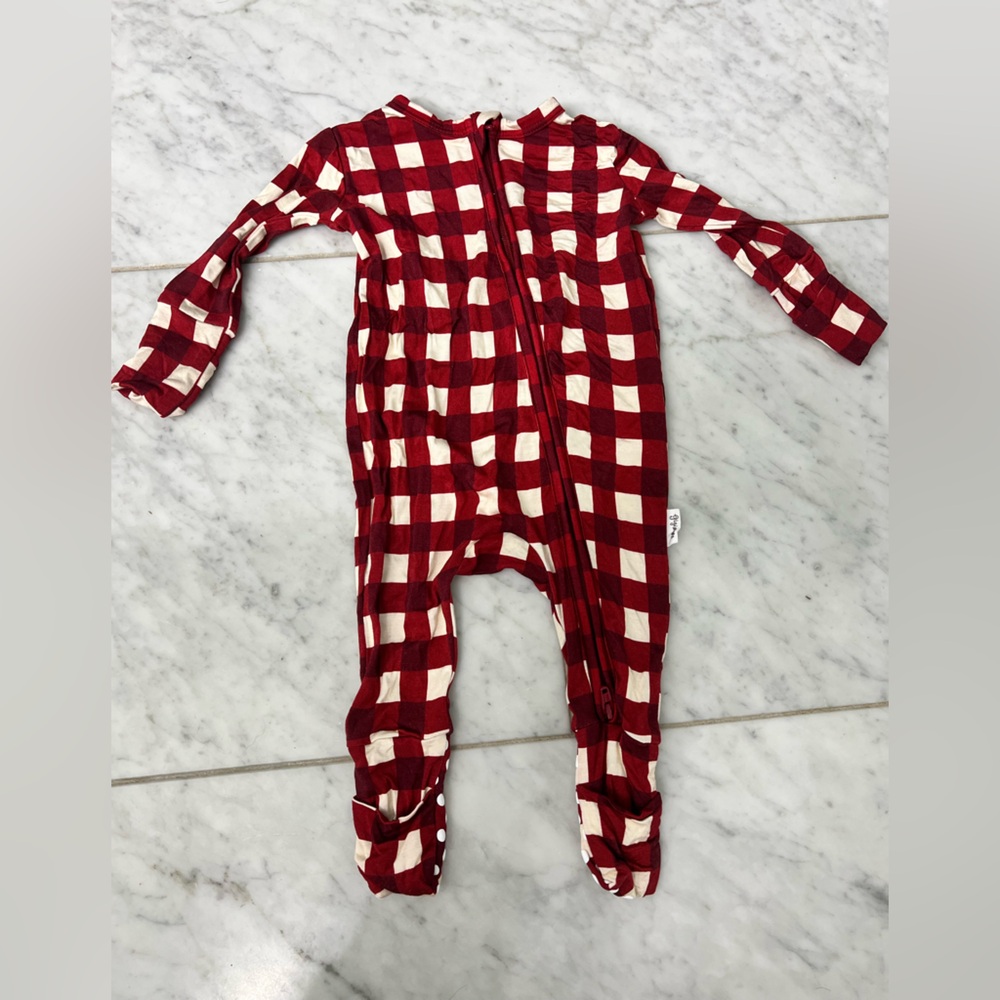 Gigi and Max Red and White Checkered Baby Onsie